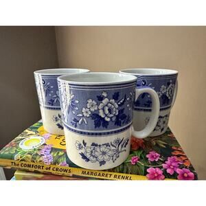 Three Spode Blue Room Collection Georgian Series Botanical Floral Coffee Mugs